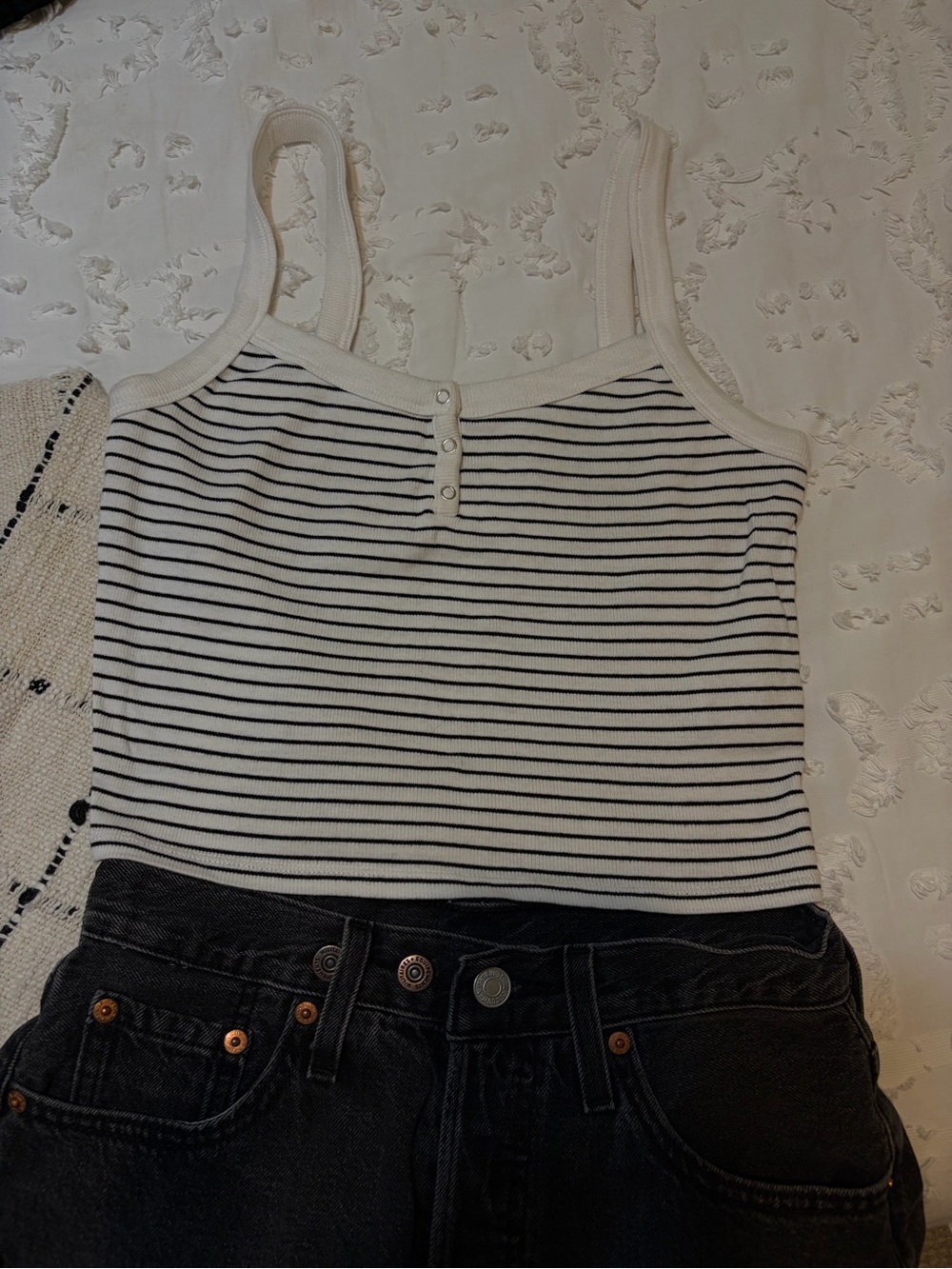 No Boundaries Black and White Stripped Tank